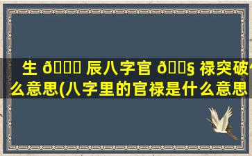 生 🐘 辰八字官 🐧 禄突破什么意思(八字里的官禄是什么意思)